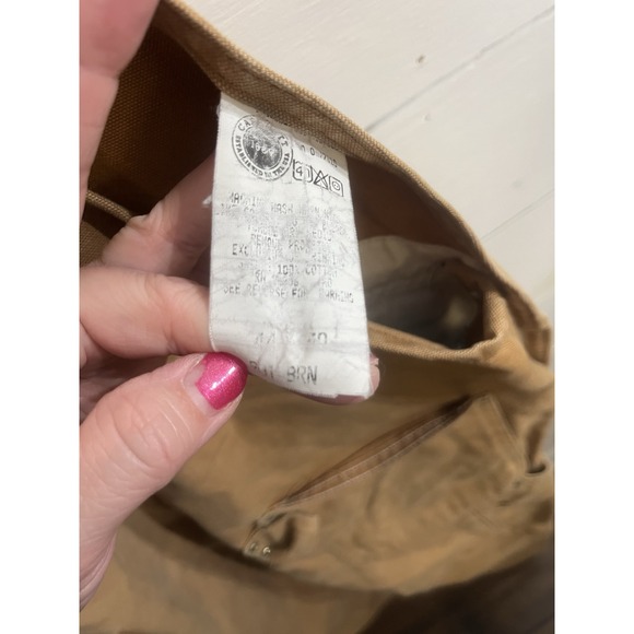 Carhartt R01 BRN Duck Bib Overalls Mens 44x30 Brown Unlined Double Knee USA VTG. - Picture 9 of 12